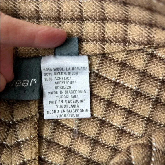 Vintage Liz wear high waist wool plaid midi fring skirt - Picture 4 of 12